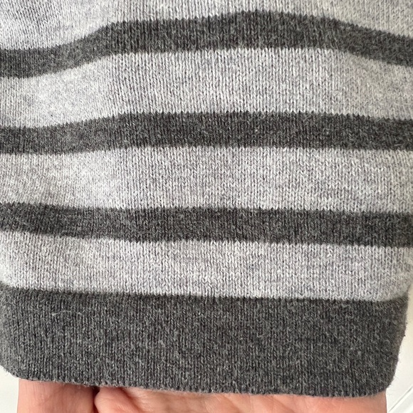 Eileen Fisher grey gray striped long sleeve organic cotton knit top tee sweater - Picture 7 of 10